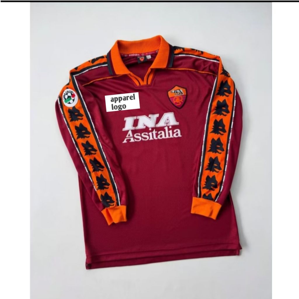 JERSEY AS ROMA 1998/1999 HOME JERSEY FREE NAMESET FULL PRINTING TERBARU LENGAN PANJANG