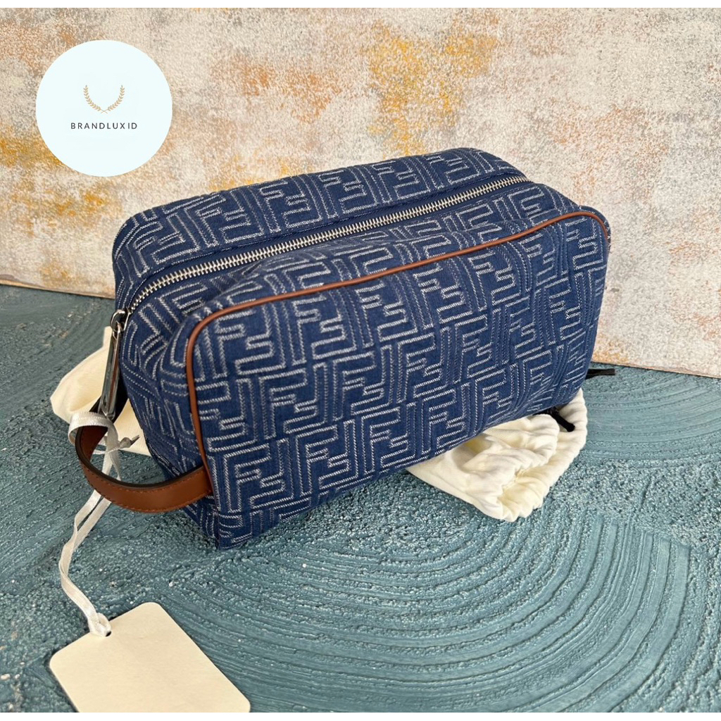Fendi FF Pouch Denim & Beige
