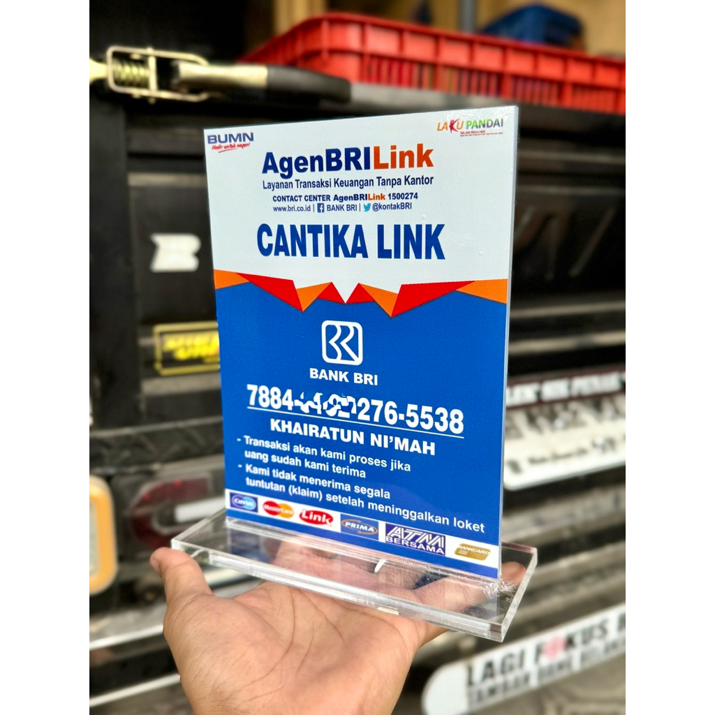 BISA REQUEST REKENING DAN NAMA AGEN AKRILIK MEJA AGEN BRILINK BRI UKURAN 15x20cm