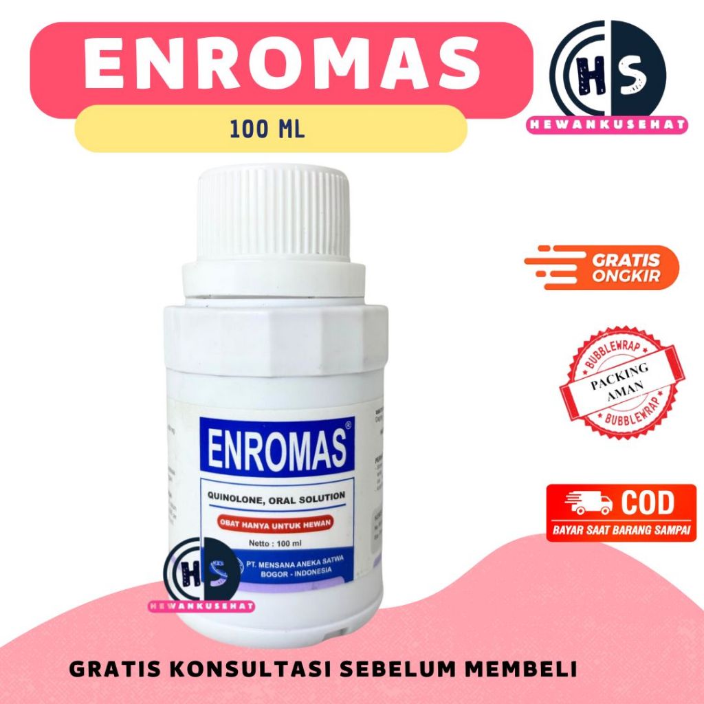 Enromas 100 ml Obat Ayam Diare CRD Snot Cholera Diare Pilek Mycoplasma MENSANA