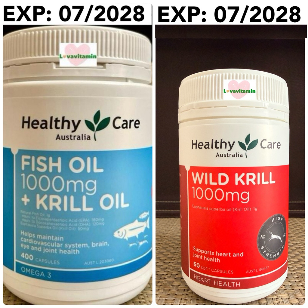 Healthy Care Fish Oil 1000mg Krill Oil 400 Capsules Wild Krill 1000mg 60 Capsules Omega 3 Krill Oil 