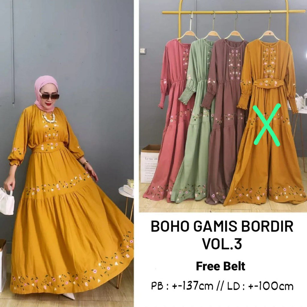 GAMIS CRINGKLE EMRIODERY BY NINOS DESIGN - GAMIS WANITA MOTIF CANTIK - GAMIS MOM ADEM NYAMAN - DRESS