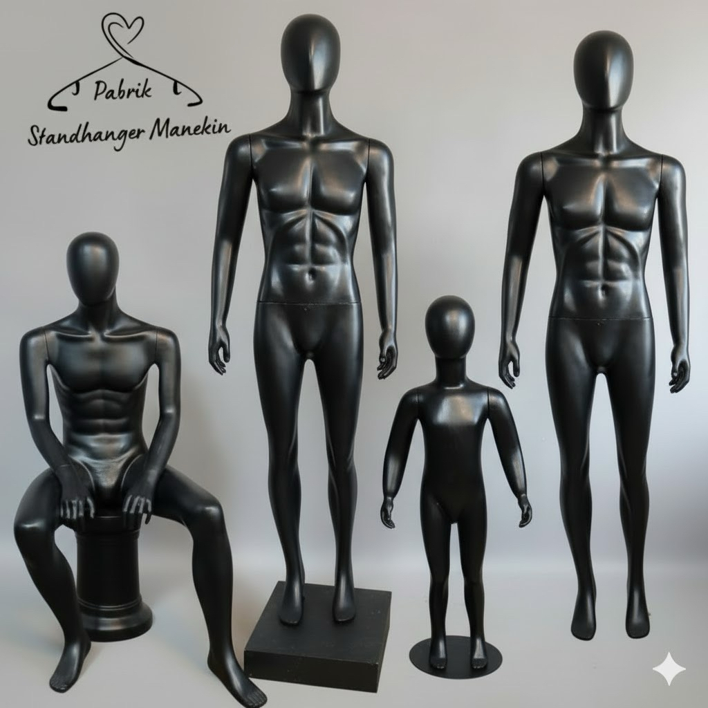 Manekin Full Body Hitam | Patung Full Body Alien Jari Fiber | Manekin Paketan Patung duduk Patung be