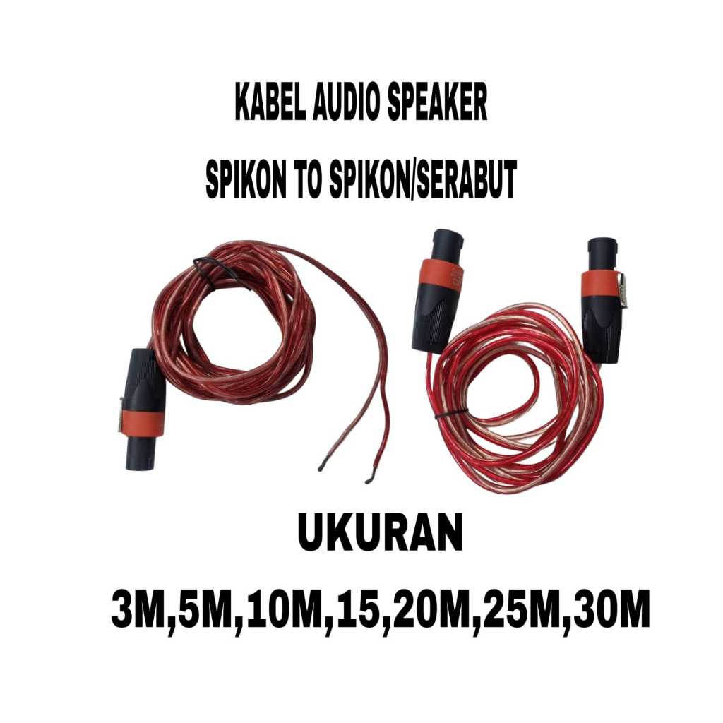Kabel audio speaker transparan jack spikon to spikon dan jack spikon to serabut kualitas bagus