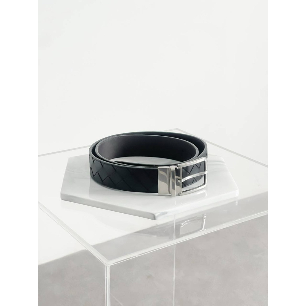 BV Intrecciato Reversible Belt SHW black/fondant