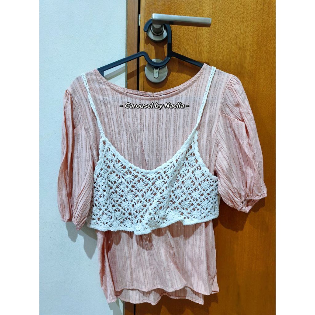 T-shirt Puff Sleeve Chiffon Top Outer bkk