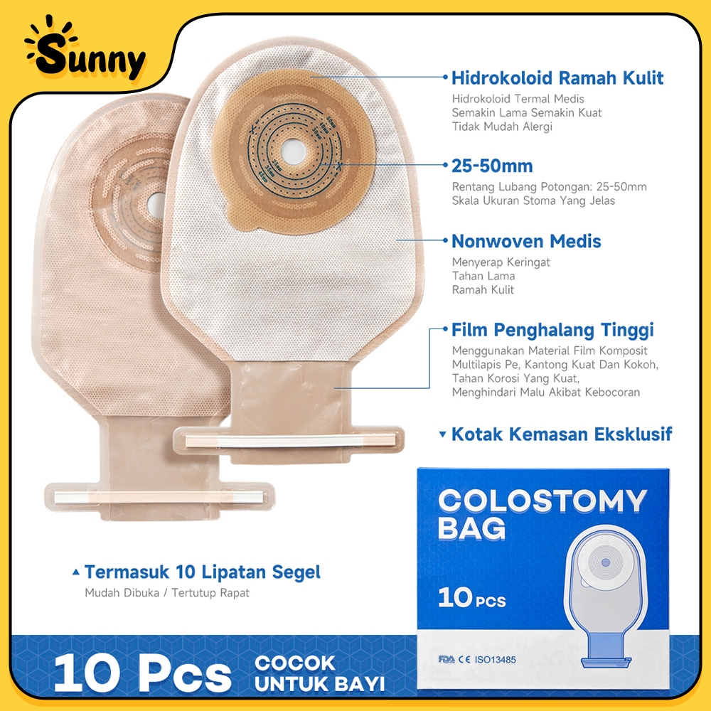 10pcs Colostomy Bag Bayi/Anak Kantong Kolostomi Drainable Bening Anti Alergi Kantong Stoma Tutup Ter