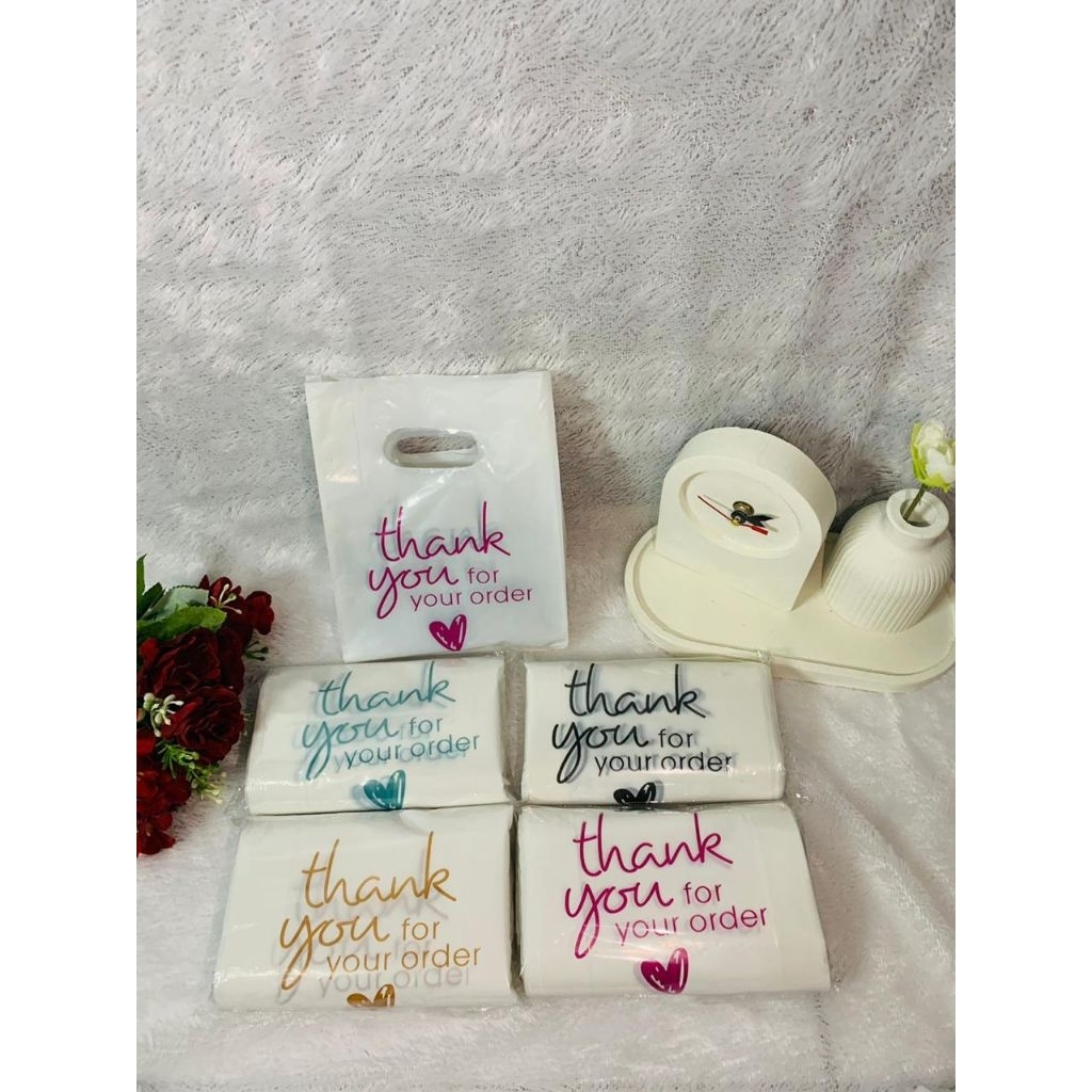 UK 20/15x22 (lipat samping) Kantong plastik pe motif thank you | Kantong plastik skincare | kantong 