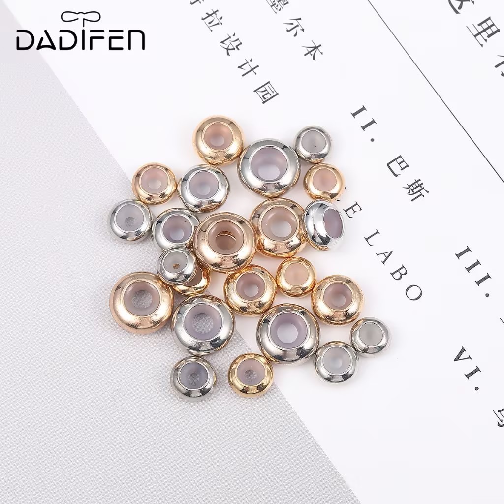 [Daidifen] 10pcs  Manik Spacer Bulat Tembaga Silikon Karet Halus - Manik Penghenti dan Pemisah yang 