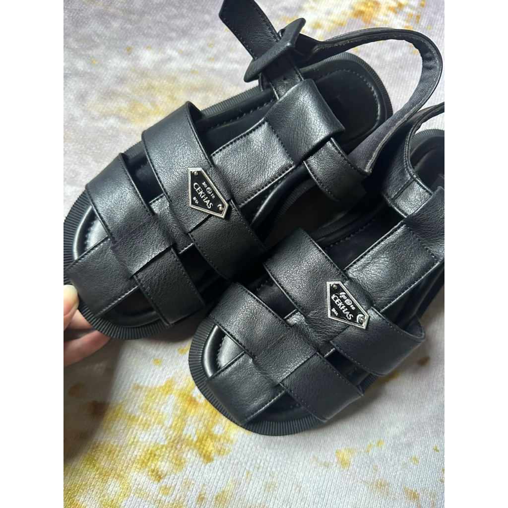cekhas/sendal/sandal/wedges/galena balck/new  (BACA DESKRIPSI)