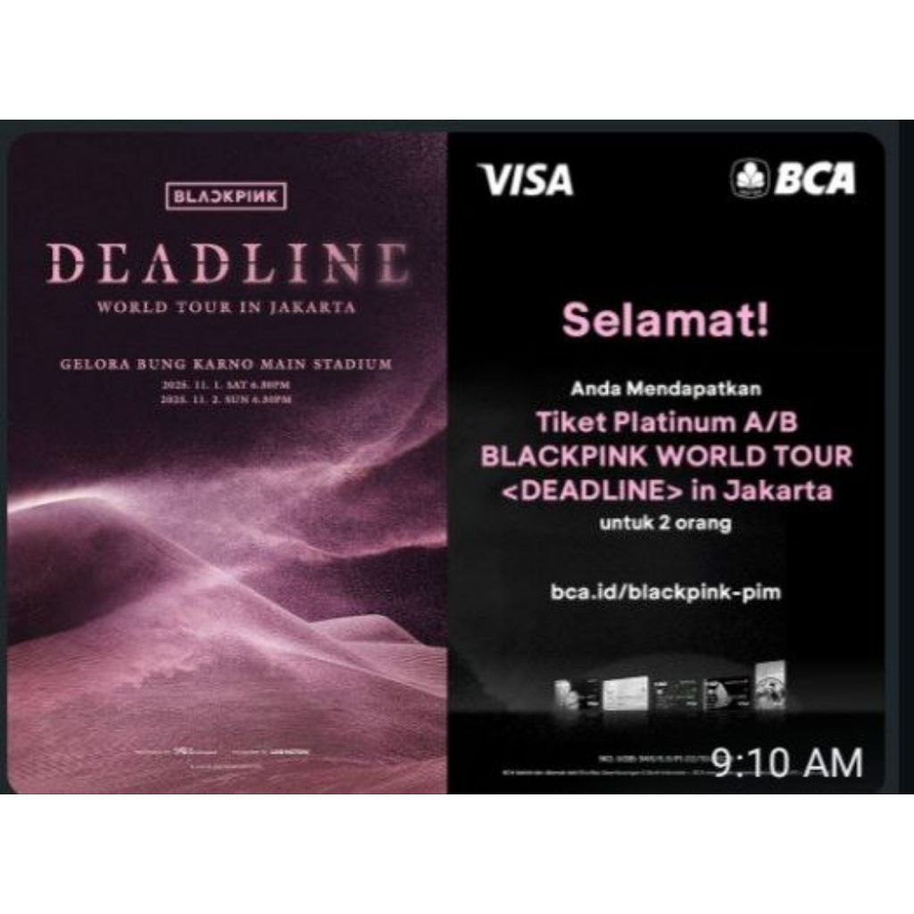 2 Tiket Platinum Blackpink 2 November 2025