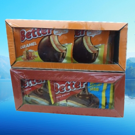 Better Sandwich Biscuit Cokelat / Caramel Bersalut 10 Pcs 27gr