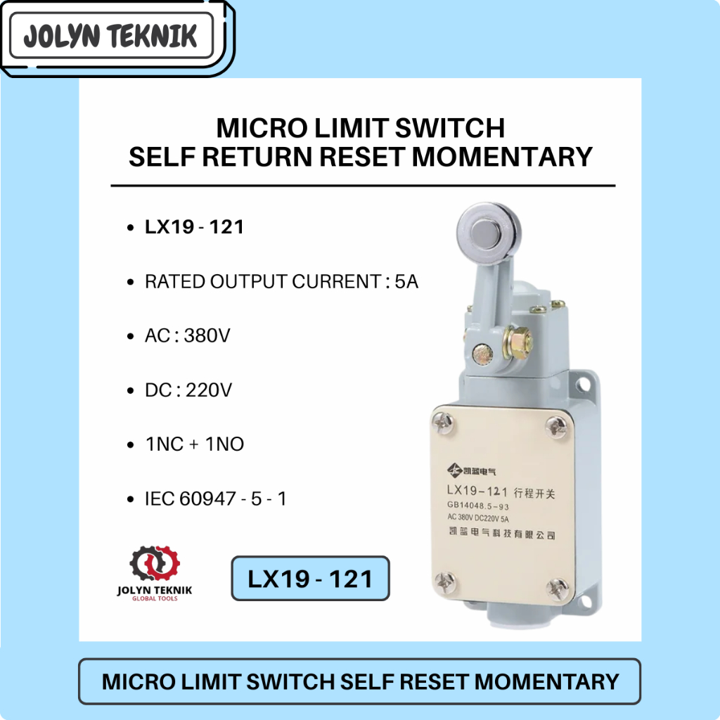 LIMIT SWITCH LX19-121 PLUNGER MOMENTARY LIMIT SWITCH 1NC 1NO