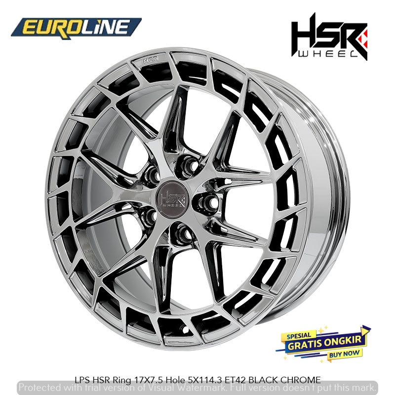 VELG MOBIL RACING HSR 17 PCD 5x114.3 BLACK CHROME UNTUK MOBIL HRV XPANDER TERIOS JUKE FREE ONGKIR