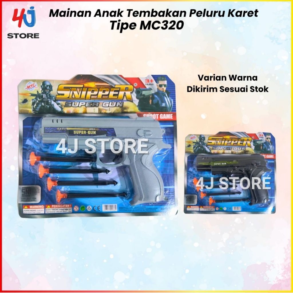 4JStore Mainan Pistol Tembak-tembakan Anak | Peluru Karet | Bahan Plastik