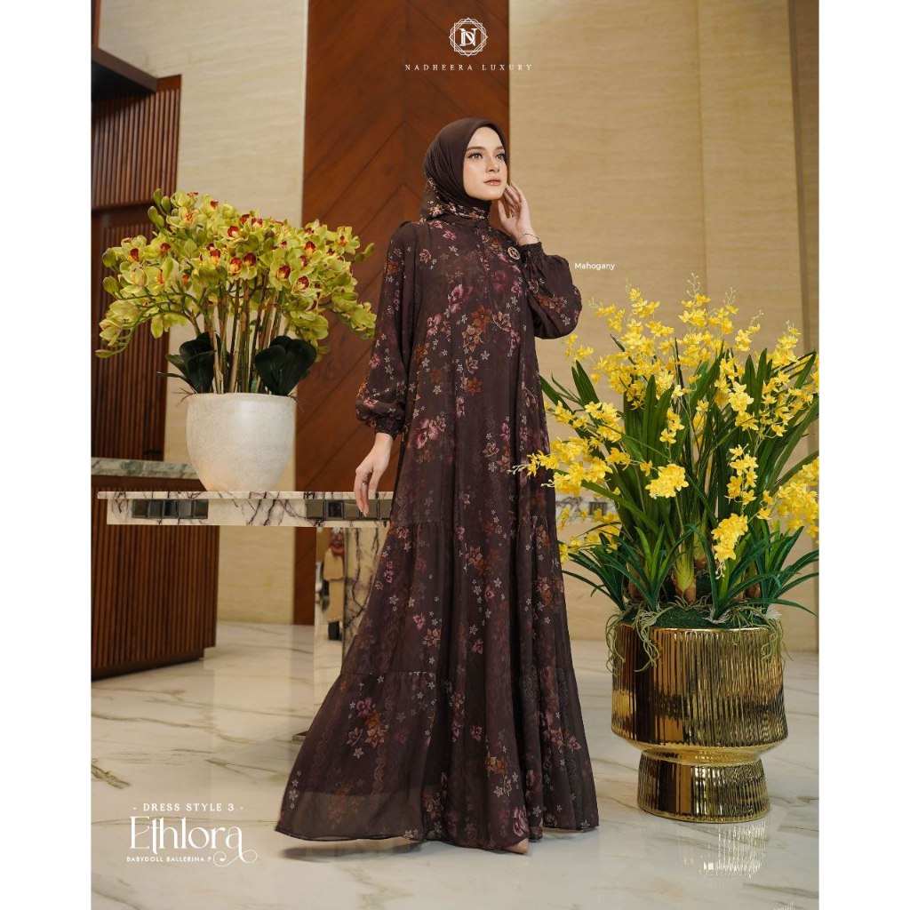 COD BUSANA MUSLIM MIDI DRESS ETHLORA STYLE 3 BY NADHEERA LUXURY