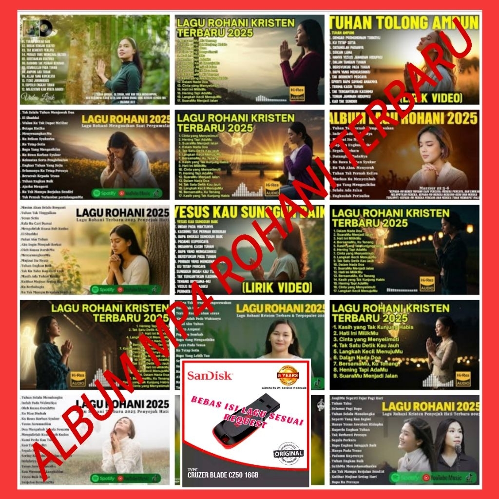 USB MOBIL UNTUK MUSIK - USB MP4 VIDIO MUSIK LAGU ROHANI TERBARU - USB BISA BUAT DI TV/LAPTOP - USB M