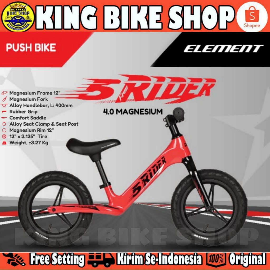 Push Bike/Balance Bike 5 RIDER 4.0 MAGNESIUM By ELEMENT RMB Ban Karet Pompa Sepeda Keseimbangan Anak