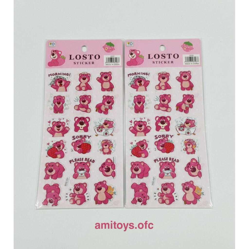 Stiker  Losto Beruang Stroberi Waterproof Lucu - Stiker Laptop HP Skateboard Koper Dekorasi DIY