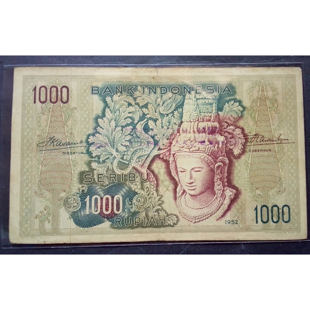 Seri Budaya 1000 Rupiah 1952 Seri Replacement Awalan angka 1 WH 117271 Kondisi VF Ada Cap