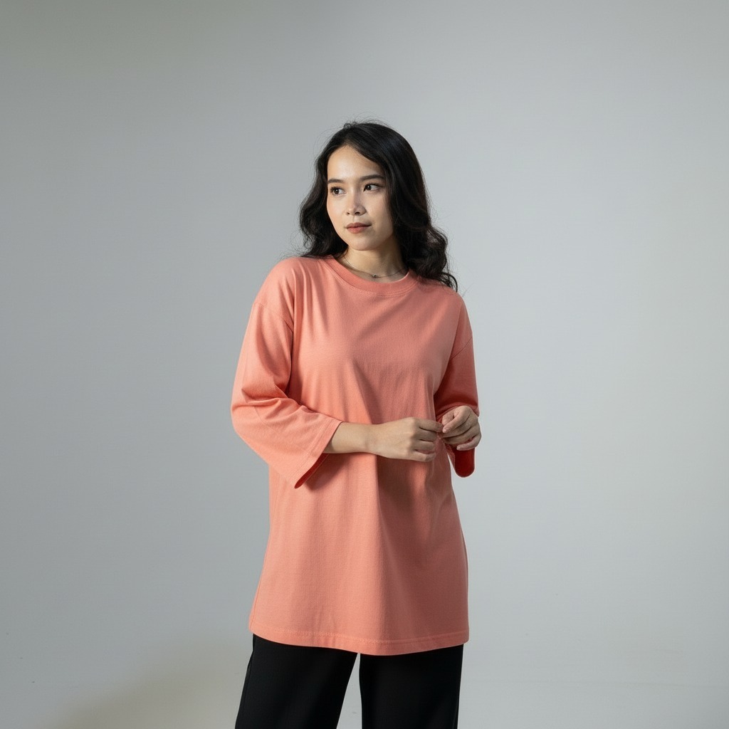 Kaos Overszed Baju Atasan Wanita 7/8 Polos Terbaru
