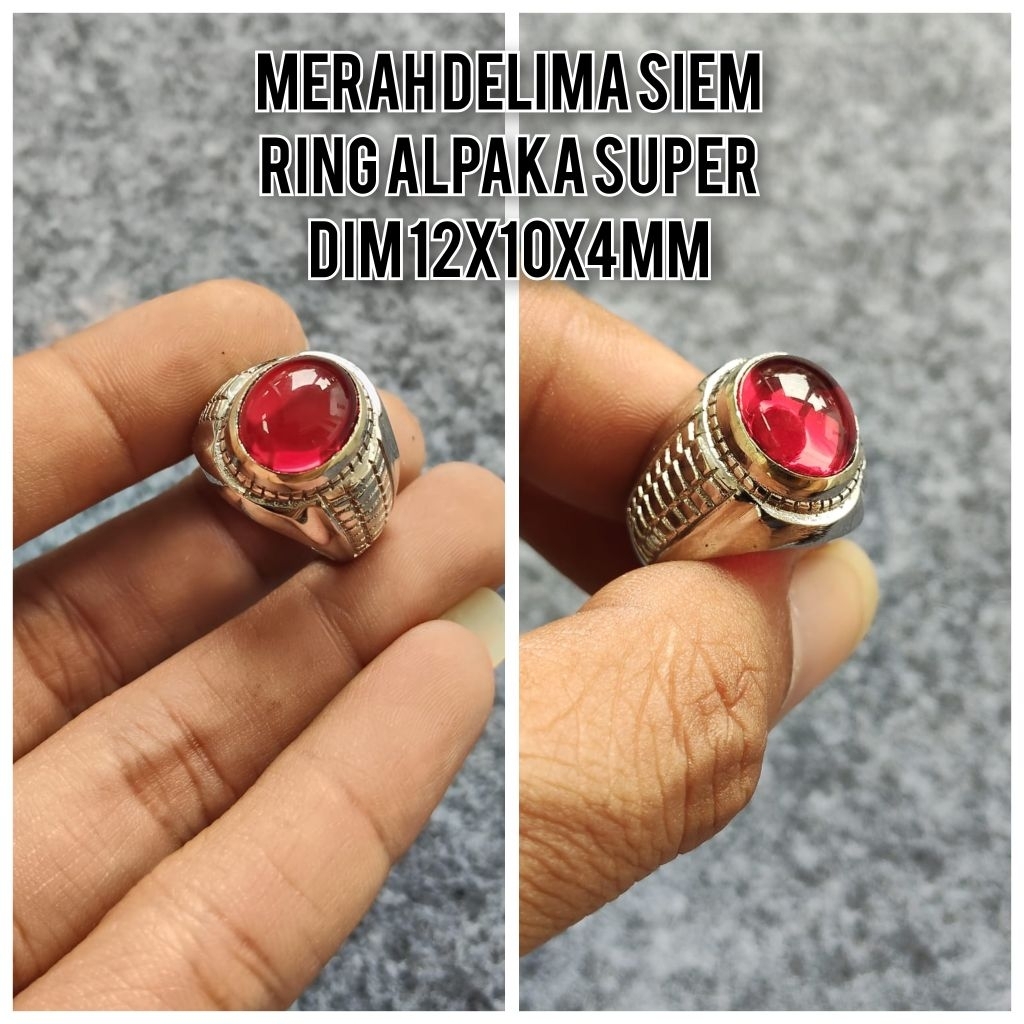 CINCIN PRIA BATU MERAH DELIMA/SIEM RING ALPAKA SUPER