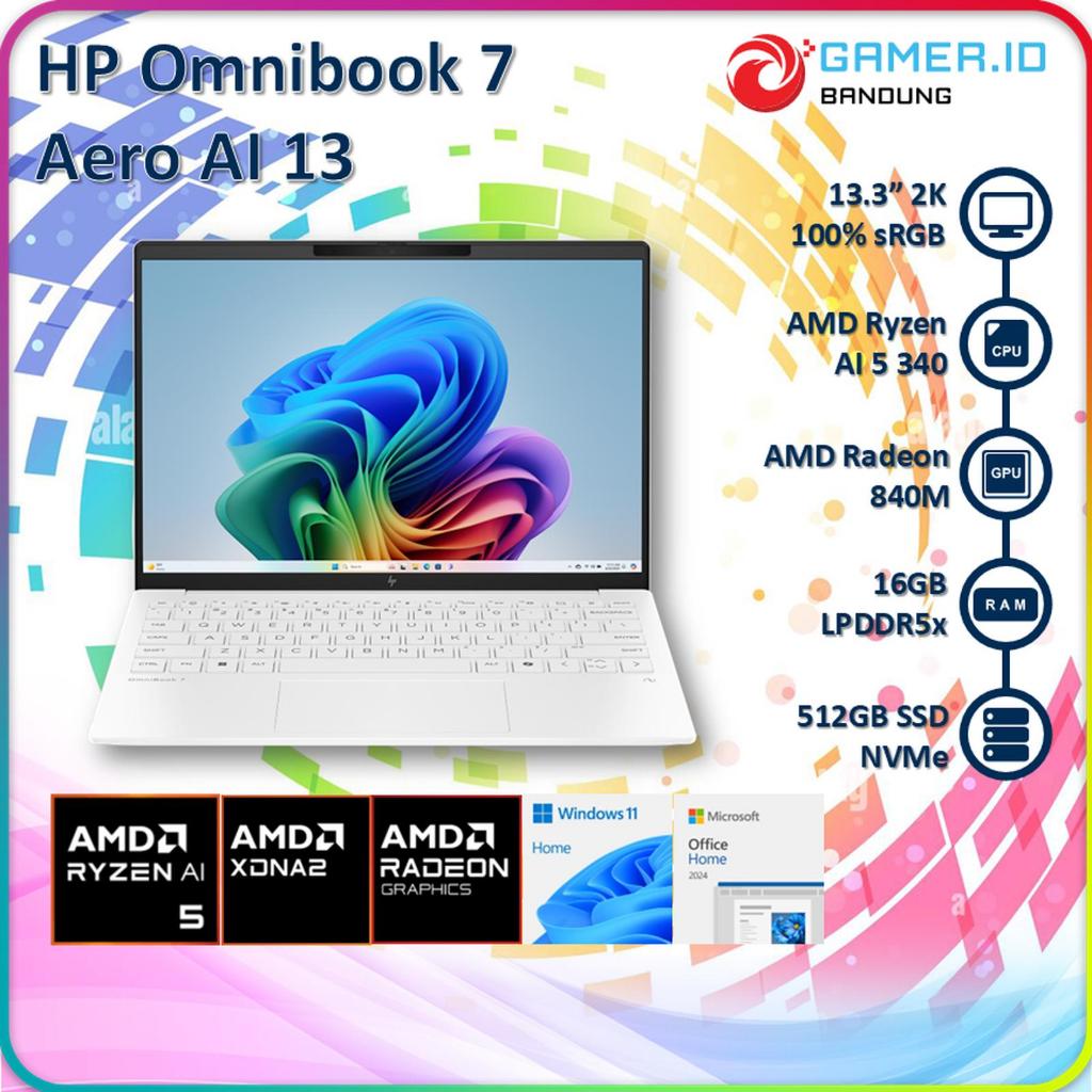HP OMNIBOOK 7 AERO AI 13 BG1666AU RYZEN AI 5 340 16GB 512GB 13.3" WUXGA IPS 100% SRGB