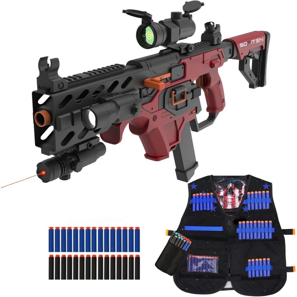 SOFITEN Toy Gun Automatic Sniper Rifle with Tactical Vest Kit, Scope