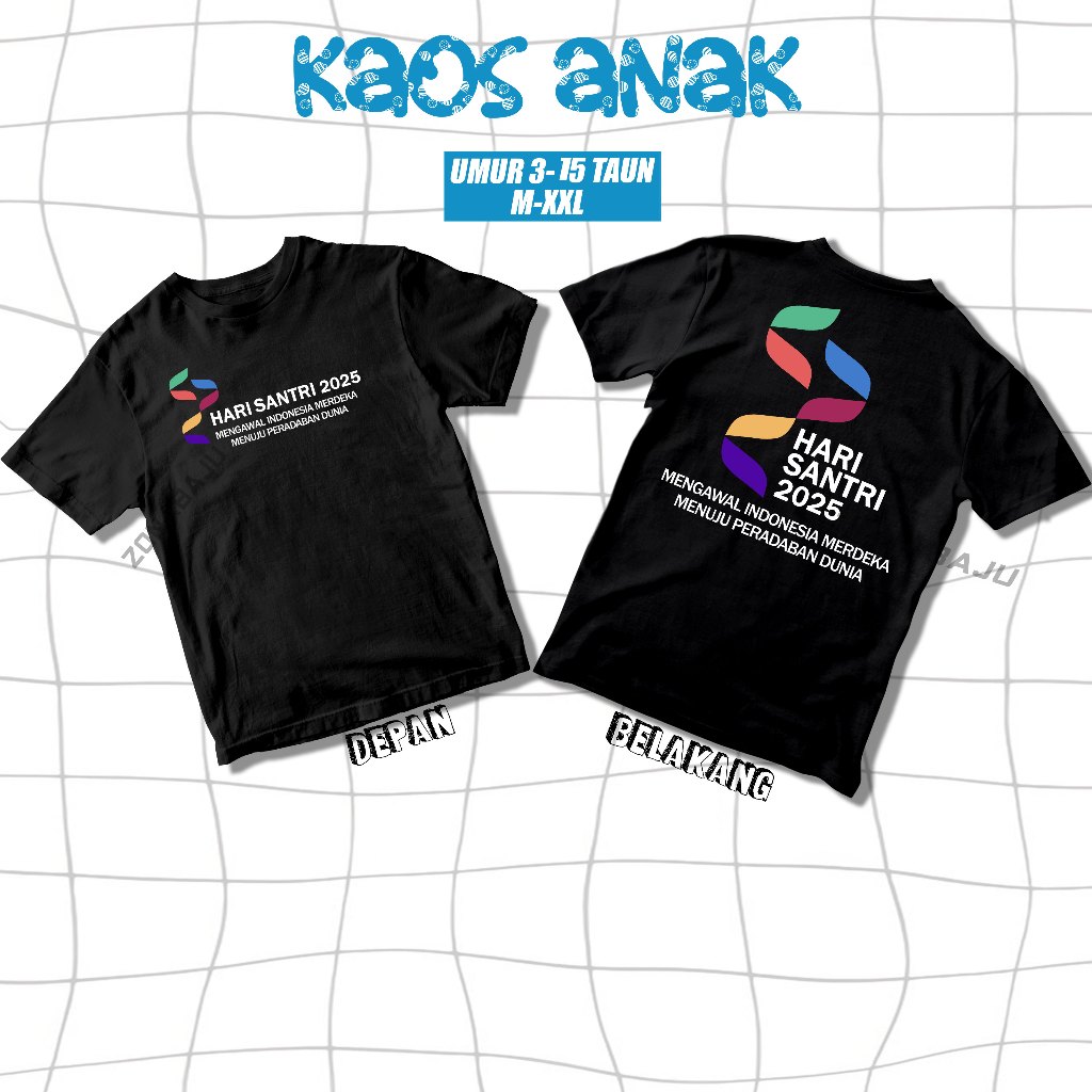 Kaos ANAK Hari Santri 2025 Indonesia Baju Santri Mengawal Indonesia Merdeka Menuju Peradaban Dunia D