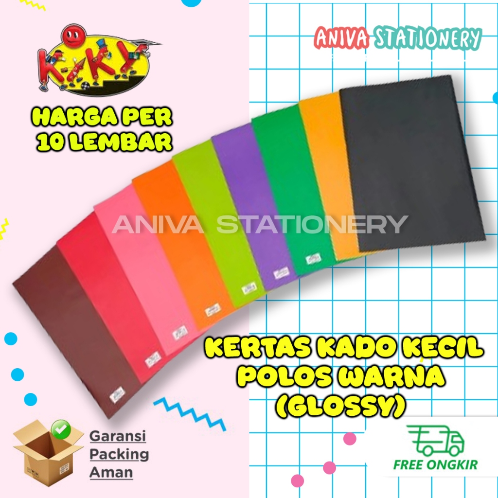 Kertas Sukung Kiky 10 Lembar Kertas Kado Polos Warna Warni Kertas Sampul Kertas Bungkus Hadiah