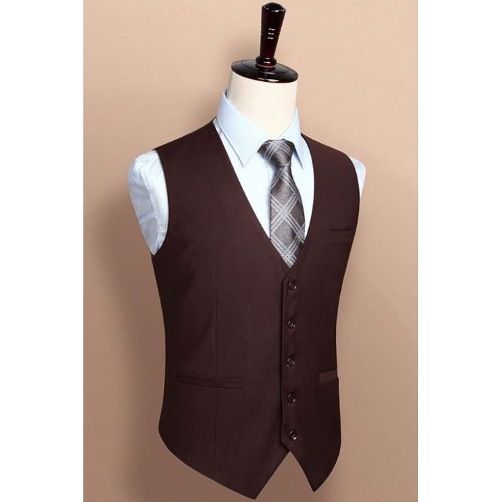 Rompi Blazer Jumbo [ XXL / XXXL ] Coklat Pria / Vest Formal Pria ukuran besar / Blazer Formal Clasic