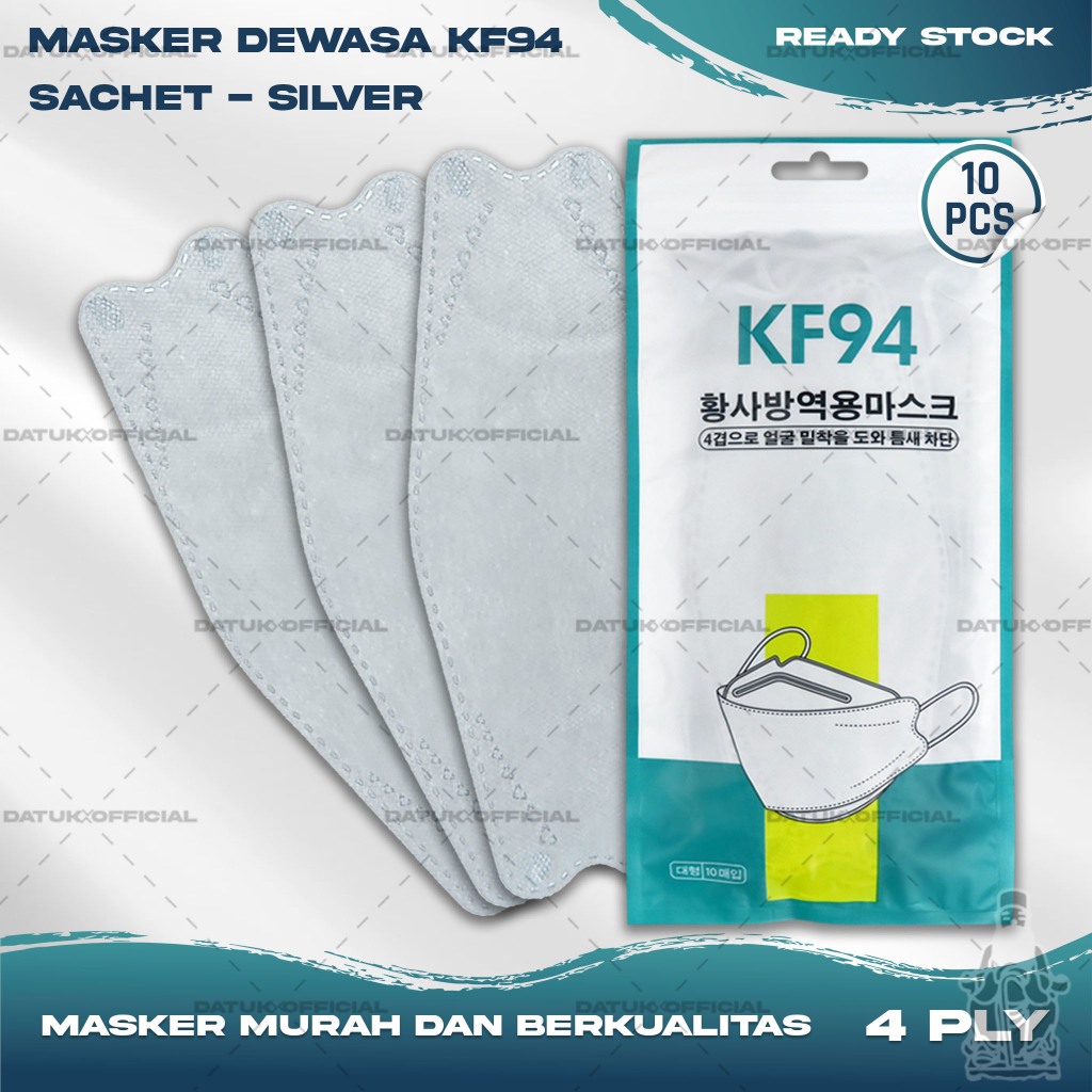 Masker KF94 SACHET 4Ply isi 10Pcs Warna Silver KF 94 4 Ply Earloop Surgical Mask