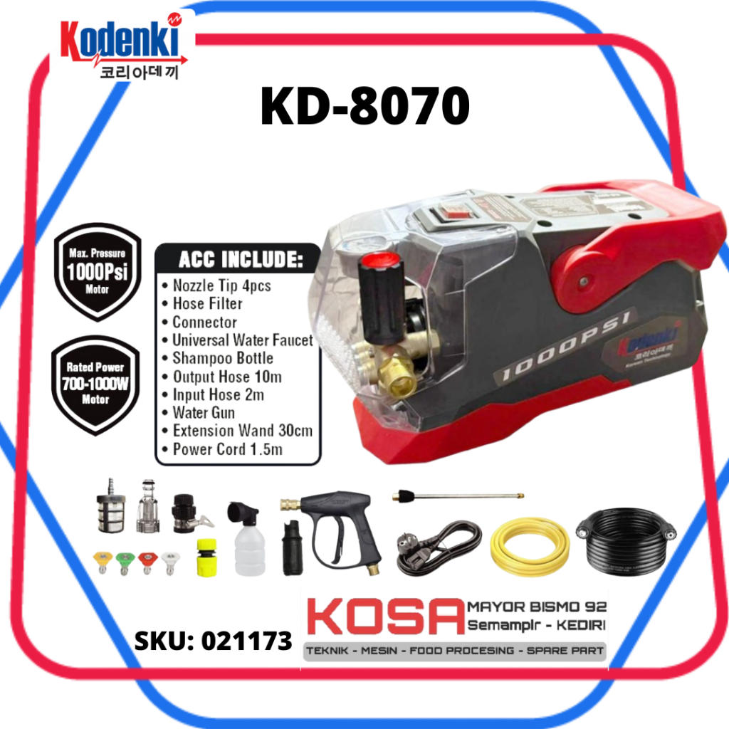 KODENKI KD-8070 Mesin Jet Cleaner KODENKI 1000PSI KODENKI Mesin Steam Kodenki KD 8070 High Preasure 