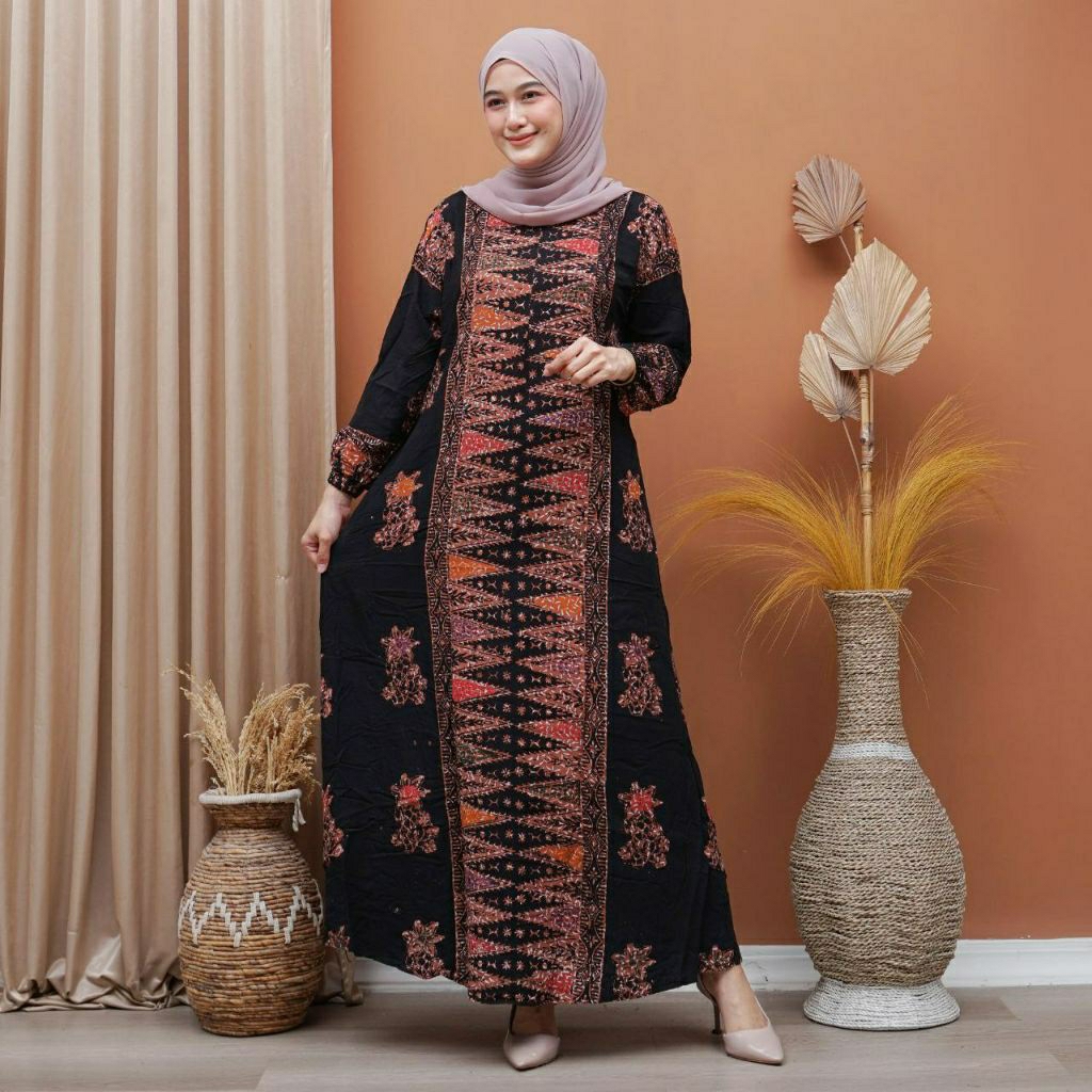 Gamis LD 110 Longdress Cap Colet Multicolour Daster Lengan Panjang Busui Friendly Bahan Rayon AJL Ad
