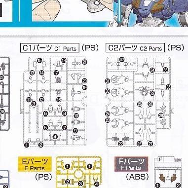 HGTWFM Gundam Aerial Rebuild Part | Runner C1 & C2 | Nomor 01-36