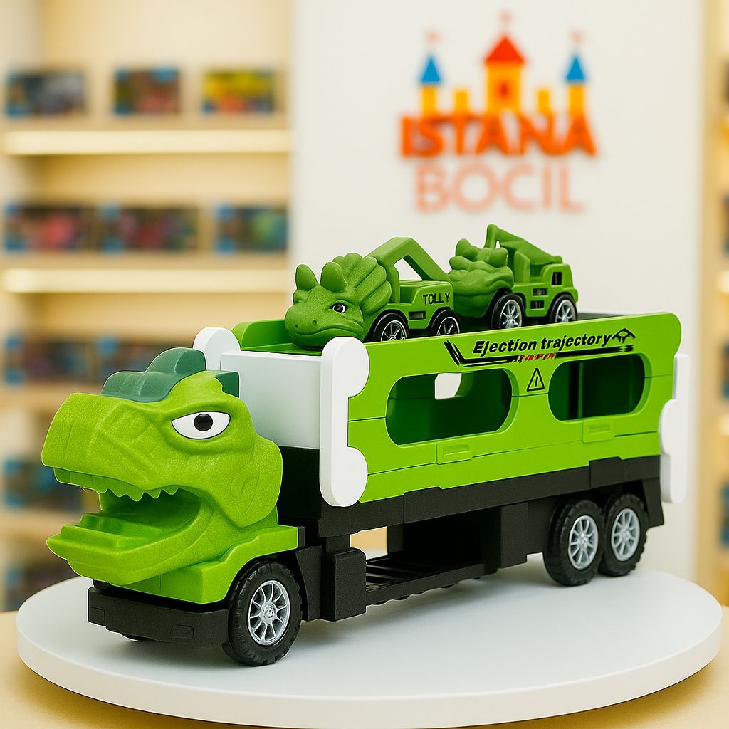 Istana Bocil Mainan Truck Kontainer Dino Ejection Mobil Angkutan Dinosaurus Edukatif & Seru