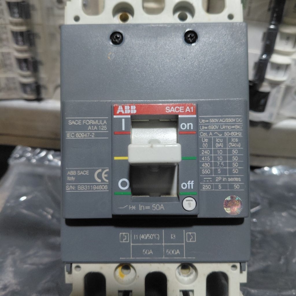 MCCB BREAKER NFB ABB Type SACE FORMULA A1C 125 50 Ampere 3P,Mccb 50 a
