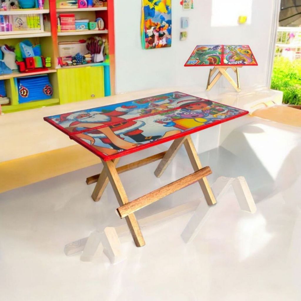 MEJA BELAJAR LIPAT KAYU ANAK PAUD TK SD