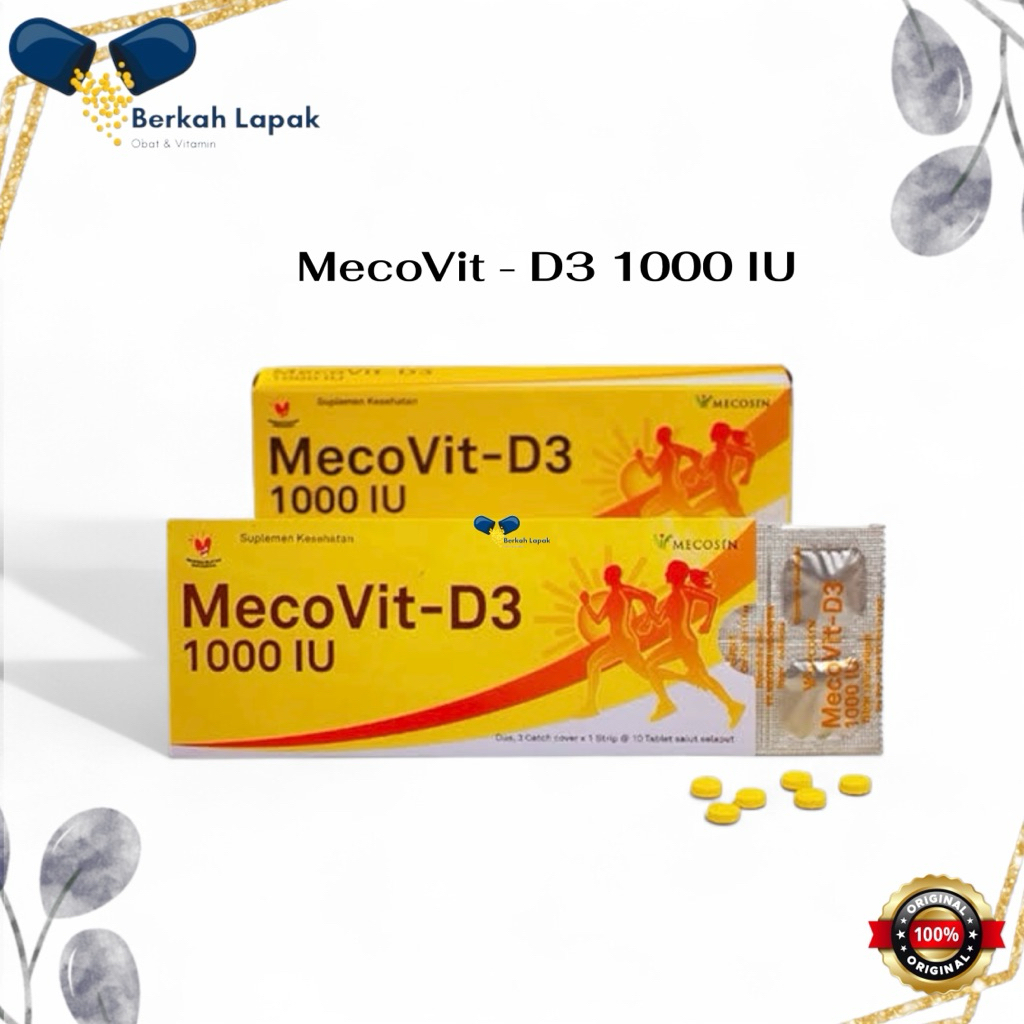 Mecovit D3 1000 IU – Vitamin D3 1000 IU – Multivitamin & Suplemen Kesehatan – 10 Tablet