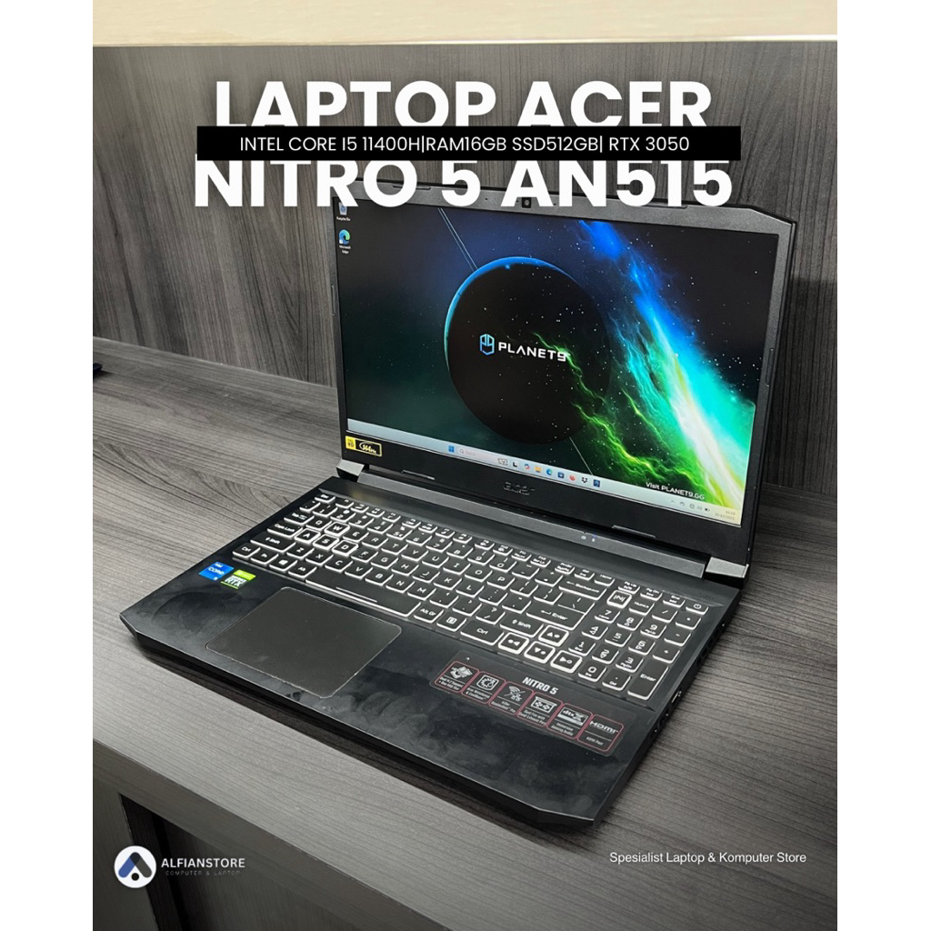 LAPTOP ACER NITRO 5 AN515 INTEL CORE I5 11400H RAM16GB SSD512GB