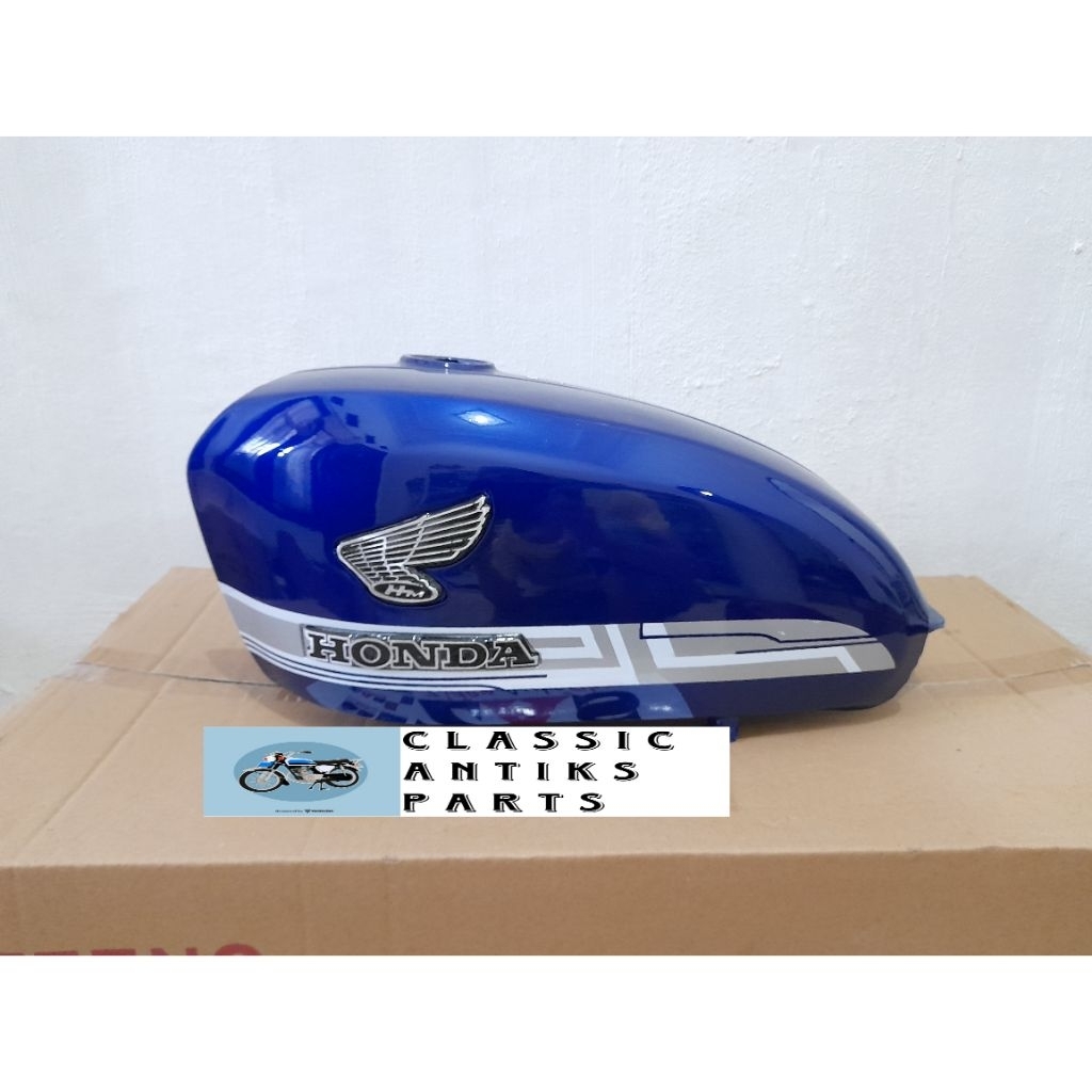 Tangki CB 100 Gelatik Biru Striping Airbrush Tengki CB Tengki CB100 Aksesoris Motor CB Custom Murah 