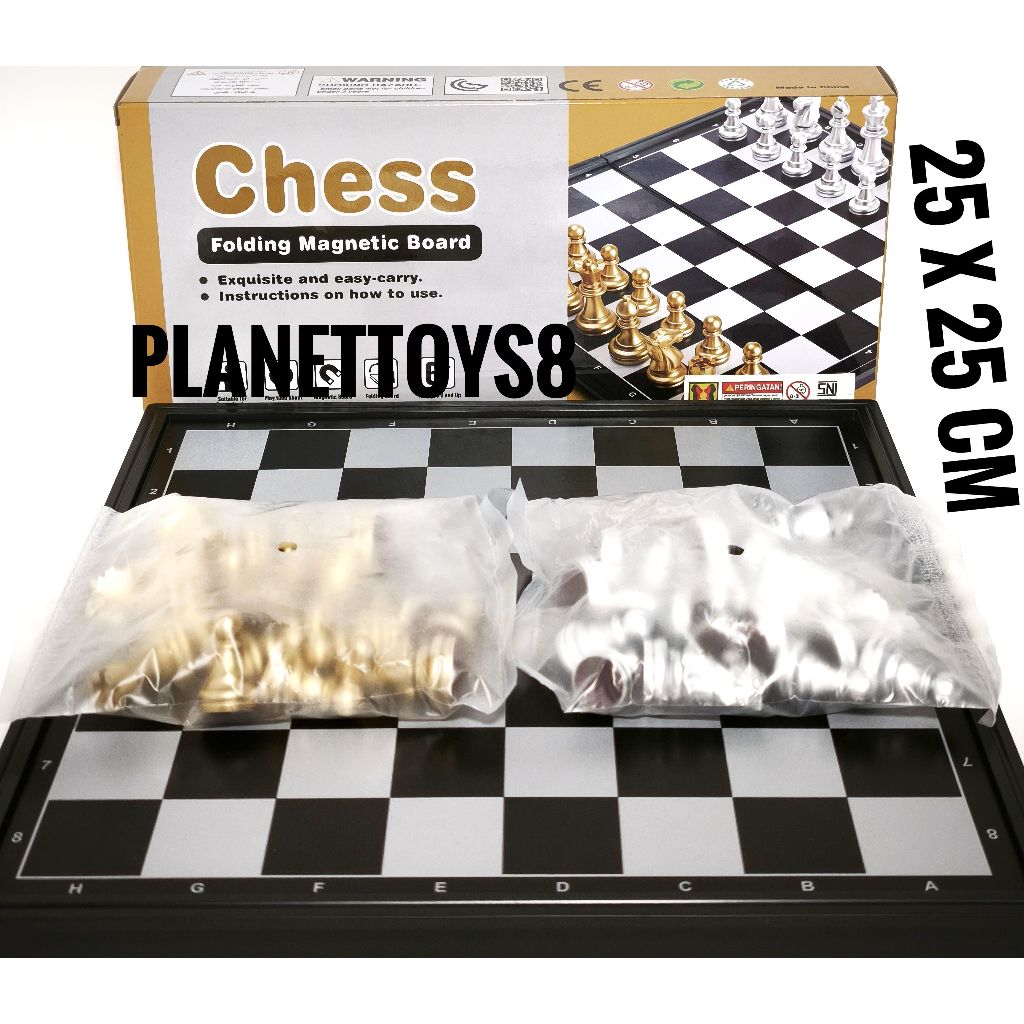 Catur Magnet Emas Perak Gold Silver Lipat Chess Folding Magnetic Board Game Varian