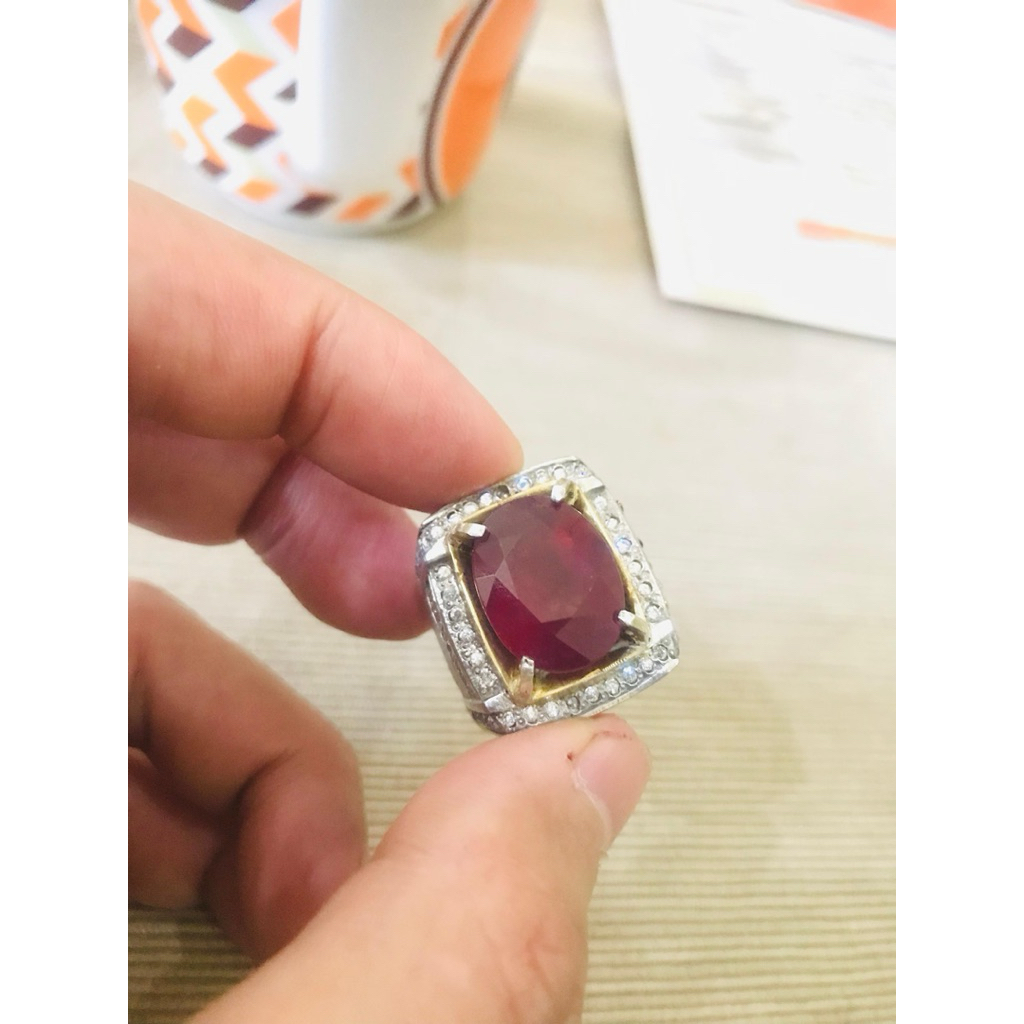 Natural Ruby Corundum ring perak serti KGL pesanan