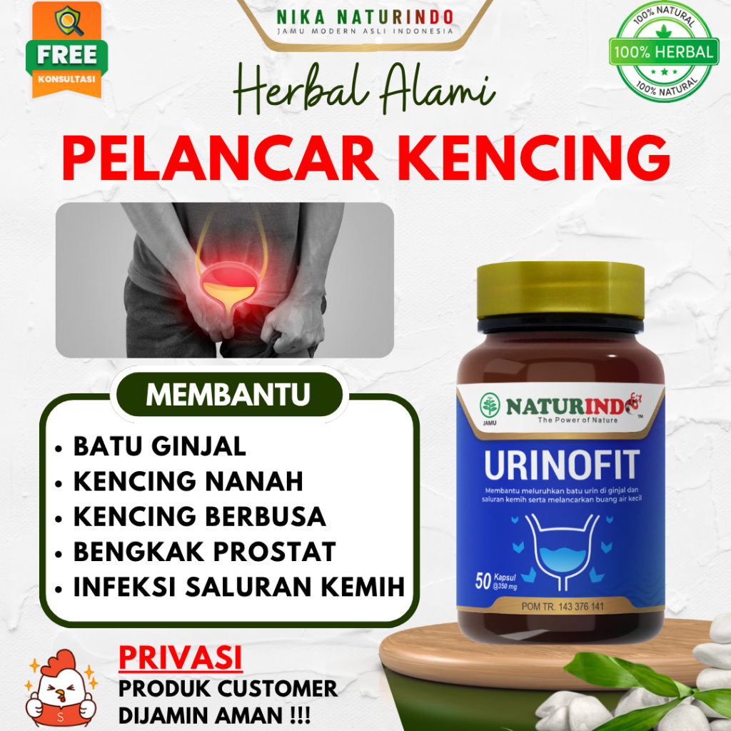 URINOFIT Obat Herbal Pelancar Kencing Batu Ginjal Infeksi Saluran Kemih Kencing Berbusa NATURINDO