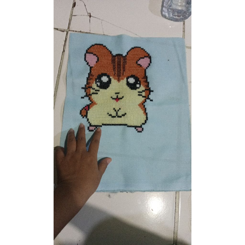lukisan sulam kristik hamster