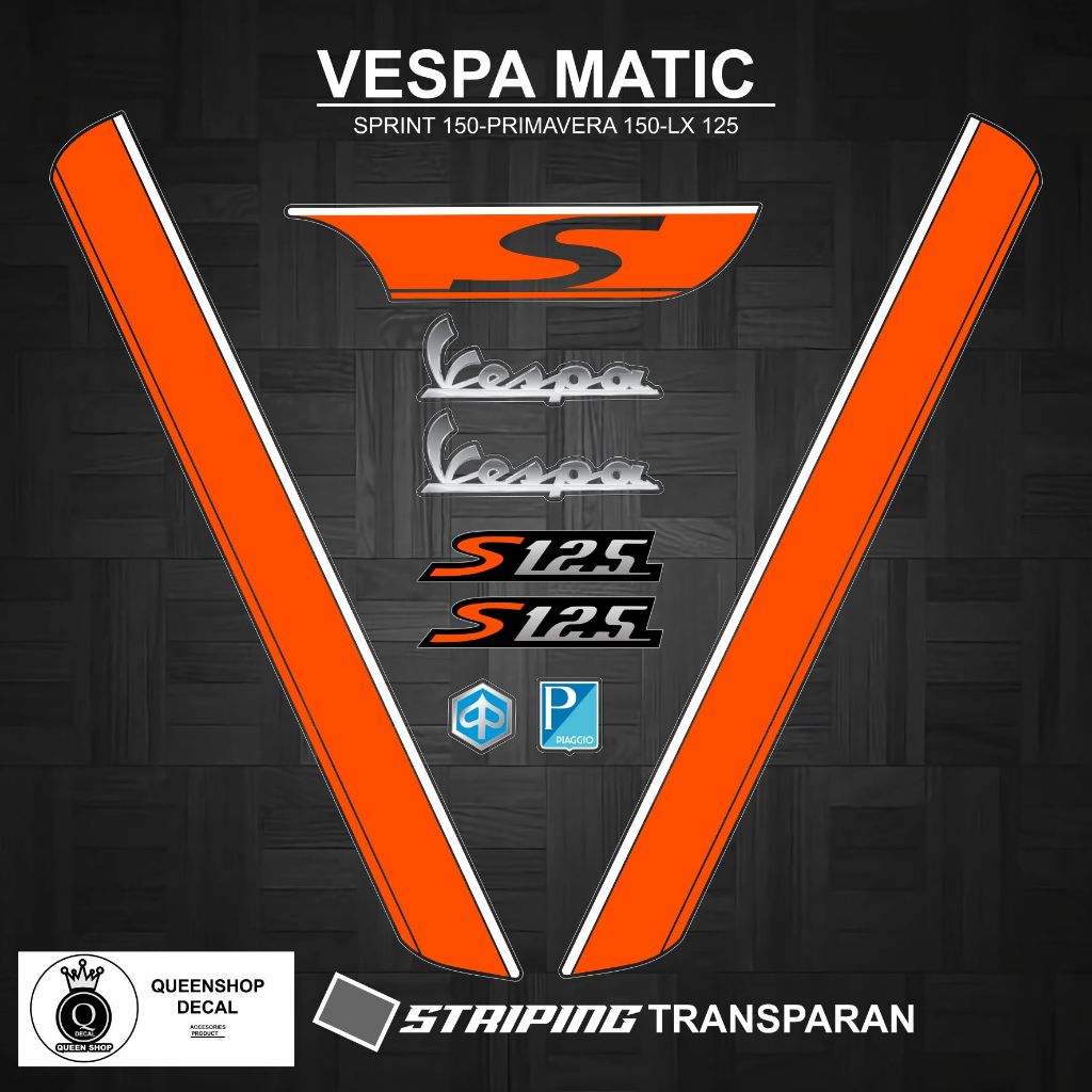 STRIPING TRANSPARAN UV VESPA MATIC MOTIF 03 / VESPA SPRINT / SKOTLET TRANSPARAN VARIASI / VESPA PRIM
