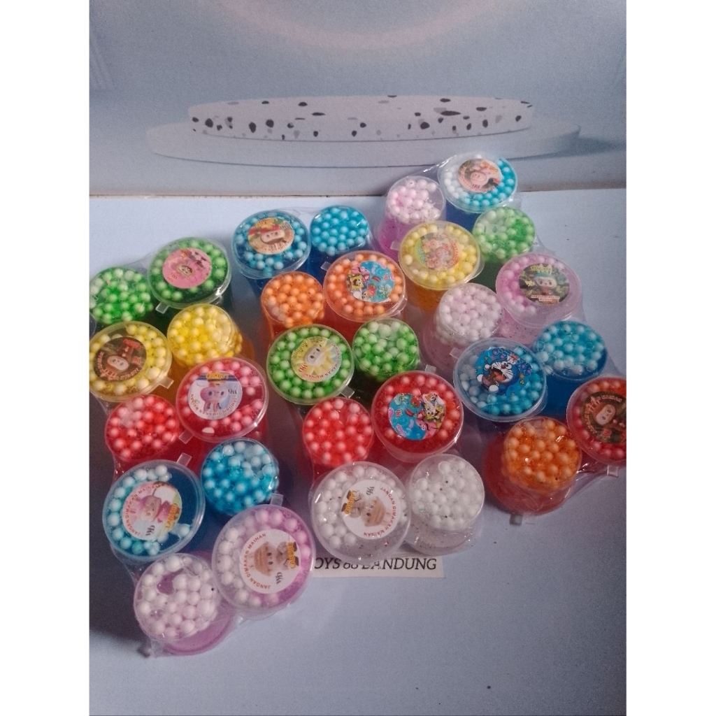 BARU MAINAN SLIME JELLY GLITTER BOBA 25ML ISI 10PCS | Slime Warna-Warni Cantik & Menggemaskan