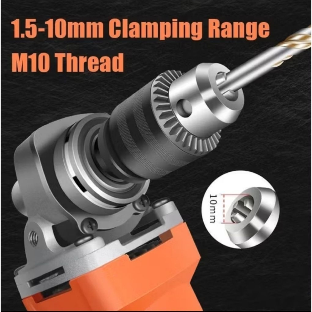 Kepala Bor Untuk Gerinda Tangan M10 x 1.5 Chuck Kepala Bor 10mm Drat Gerinda S15