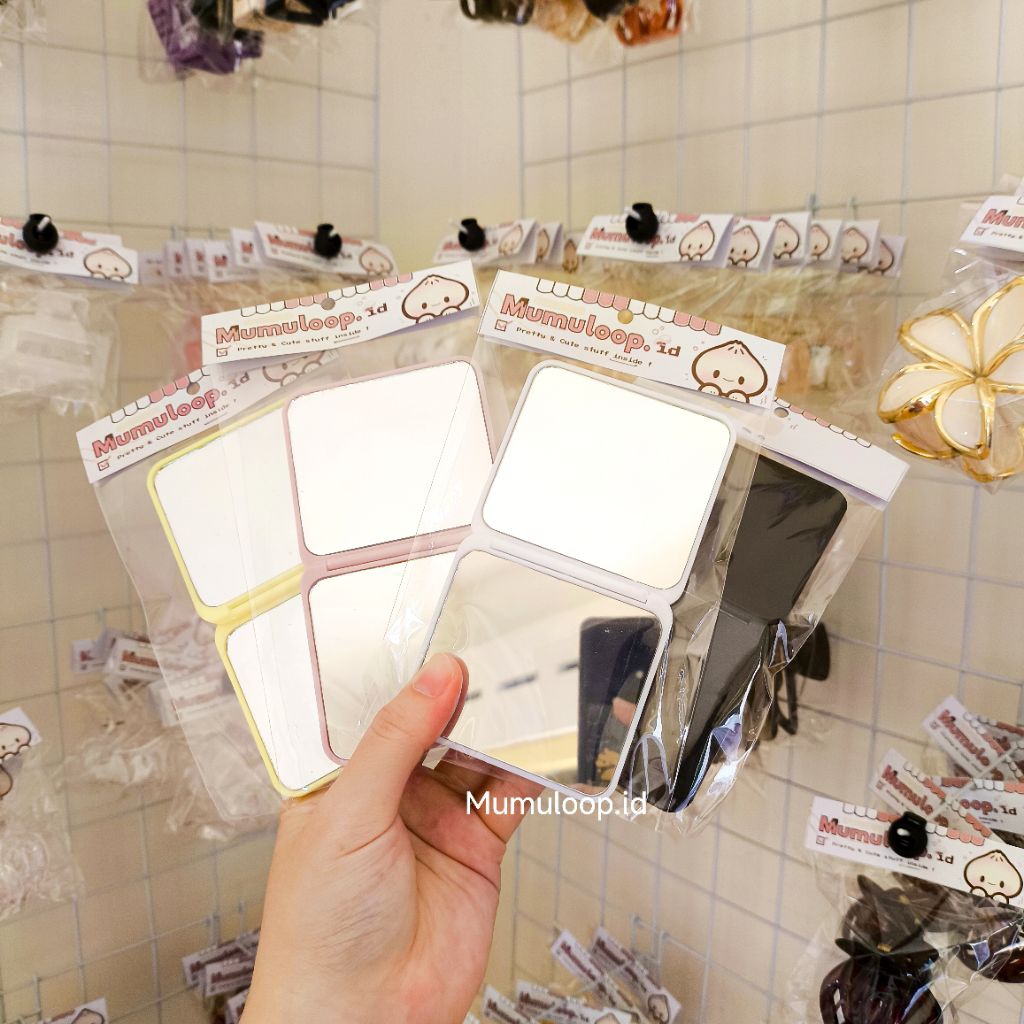 Cermin Lipat Kotak Polos Cermin Saku Cermin Portable