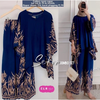 Terbaru.. Setelan Wanita Jumbo-Setelan wakawaka Jumbo-One set ori naura Motif